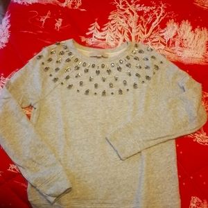 Ann Taylor/Loft Grey bejeweled sweatshirt.